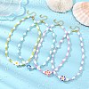 Polymer Clay Flower & Glass & Natural Trumpet Shell Beaded Necklaces for Women NJEW-JN06579-1