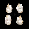 Brass & Pearl Micro Pave Cubic Zirconia Pendants KK-H259-13D-G03-1