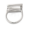Brass Letter E Geometric Open Cuff Rings for Women RJEW-B062-01P-3