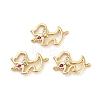 Rack Plating Brass Pave Cubic Zirconia Puppy Dog Links Connector Charms KK-Z064-42G-1