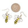 Bees Glass Seed Beads Woven Dangle Earrings EJEW-MZ00681-3