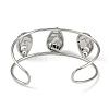 Non-Tarnish 304 Stainless Steel Wide Hollow Textured Horse Eye Opaen Cuff Bangles BJEW-Q348-06P-01-3