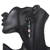 Round Natural Mixed Stone & Natural Pearl Bead Tassel Dangle Earrings EJEW-JE06936-4