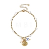 Ocean 304 Stainless Steel Sea Animals & Handmade Flower Printed Porcelain Ceramic Charm Anklets AJEW-AN00866-4