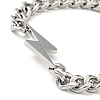201 Stainless Steel Lighting Bolt Link Bracelet with Curb Chains for Women BJEW-H550-04P-2