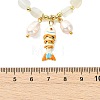 Brass Enamel Fish and Natural Pearl Rice Pendant Natural White Moonstone Nuggets Beaded Necklaces for Women NJEW-JN06357-01-4