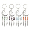 Alloy Moon with Feather Pendant Decorations HJEW-TA00068-1