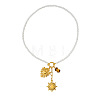 304 Stainless Steel Sacred Heart Sun Pendant White Glass Beaded Necklaces for Women WG88FB4-01-1
