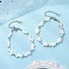 2Pcs Natural White Shell Star & Moon Link Bracelets BJEW-JB13283-1