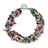 Boho Glass & Dyed Natural Shell Beaded Chips 3 Layer Necklaces for Women NJEW-H047-01C-2