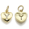 Brass Micro Pave Clear Cubic Zirconia Charms KK-N227-34Y-NF-1