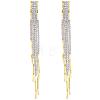 Boho Tassel Chandelier Earrings Cubic Zirconia Long Earrings Crystal Dangling Earrings Long Drop Chain Earrings Long Rhinestone Tassel Earrings for Women JE1070A-1