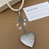 Alloy Floral Heart Locket Pendant Twisted Polyester Cord Necklaces for Women WGF1E9C-01-4