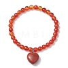 2pcs 2 Styles 6mm Round & Chip Natural Red Agate Beaded Stretch Bracelet Sets BJEW-TA00517-01-4