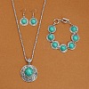 Alloy with Synthetic Turquoise Pendant Necklaces & Link Bracelets & Dangle Earring Sets WGBFEA3-07-1