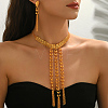 Vintage Middle Eastern Alloy Long Tassel Necklace & Earrings Sets for Women IX1093-3