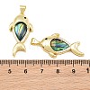 Brass Micro Pave Black Cubic Zirconia with Colorful Shell Pendants CU-CBA9482-02G-06-3