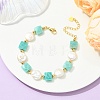 Natural Amazonite & Keshi Pearl Beaded Bracelets for Women BJEW-JB14007-01-1