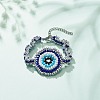Glass Seed Braided Evil Eye Link Bracelet for Women BJEW-JB08398-01-2