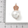 Brass Micro Pave Clear Cubic Zirconia and Creamy White Imitation Pearl Pendants KK-A300-13B-RG-3