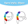 10Pcs 2 Style Rainbow Color Glass Beaded Rotating Open Cuff Rings Set RJEW-DC0001-15-2