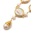 Natural Pearl Oval Link Necklaces NJEW-M214-01G-2