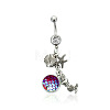 316L Surgical Stainless Steel Mermaid Starfish Dangle Belly Rings WG35D2C-03-2