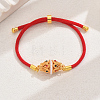Vintage Ethnic Style Adjustable Round Cord Silder Bracelets with Brass Rhinestone Link for WomenLink for Women PY7261-5-1