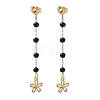 304 Stainless Steel Glass Tassel Stud Earrings EJEW-G453-05G-01-4