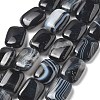 Natural Black Agate Beads Strands G-K392-B02-13x18mm-2