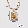 Chic Rectangle Necklace with Shiny Diamonds and Virgin Mary Pendant WL1506-1-1