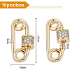 Brass Micro Pave Clear Cubic Zirconia Screw Carabiner Lock Charms KK-BC0004-62-2
