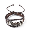 PU Leather & Waxed Cords Triple Layer Multi-strand Bracelets BJEW-G709-01A-1