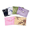 Plum Blossom Embroidery Silk Cloth Envelope Jewelry Storage Bags with Snap Button ABAG-N008-8x10-D01-1