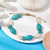 Natural Shell & Synthetic Turquoise Braided Bead Bracelets AJEW-AN00562-4