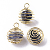 Iron Wrap-around Spiral Bead Cage Pendants IFIN-R239-06G-1