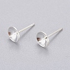 304 Stainless Steel Post Stud Earring Settings For Half Drilled Beads X-STAS-H558-06S-1