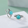 Half Round Synthetic Turquoise Hoop Earrings EJEW-C178-08-2