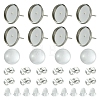 160Pcs 4 Styles Flat Round 304 Stainless Steel Stud Earring Settings with Transparent Glass Cabochons with 304 Stainless Steel Ear Nuts with Plastic Ear Nuts FIND-YW0005-37-1