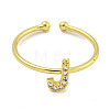 Rack Plating Brass Open Cuff Rings for Women RJEW-F162-02G-J-2