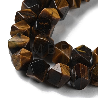 Natural Tiger Eye Star Cut Round Beads Strands G-M418-C03-01-1