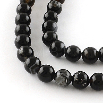 Natural Black Onyx Round Bead Strands G-R198-8mm-1