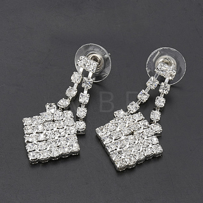 Fashionable Wedding Rhinestone Necklace and Stud Earring Jewelry Sets X-SJEW-S042-06-1