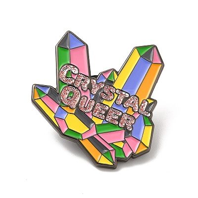 Diamond with Word Crystal Queer Enamel Pins JEWB-G020-14B-1