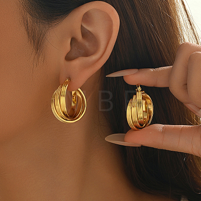 Brass Twist Triple Hoop Earrings CU1472-1