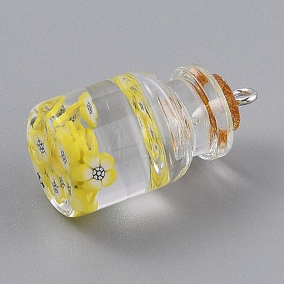 Transparent Glass Wishing Bottle Pendant Decorations EGLA-B002-02A-1