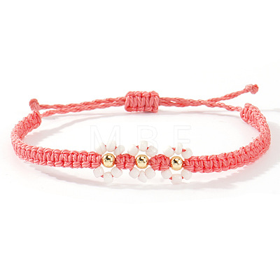 Handmade Daisy Glass Seed Bead Woven Flower Braided Bracelets CR2331-1-1