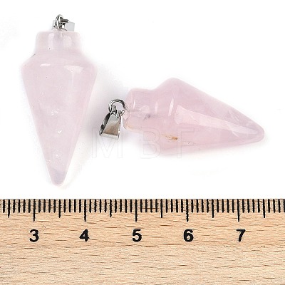 Natural Rose Quartz Gemstone Pointed Pendants G-K384-01P-02-1