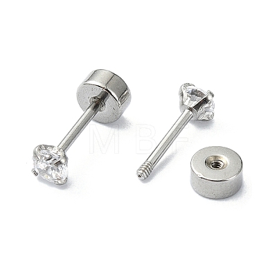 304 Stainless Steel Crystal Rhinestone Ear False Plugs STAS-C089-04A-P-1