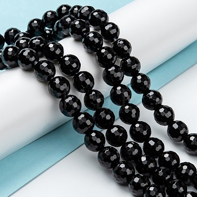 Natural Black Onyx Beads Strands G-Z024-03A-1
